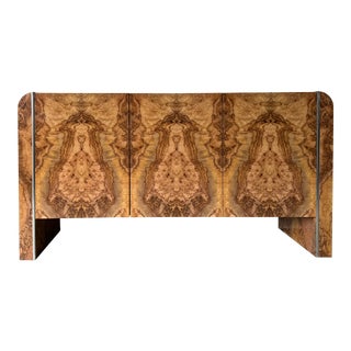1980's Vintage Faux Burl Wood Laminate Sideboard For Sale