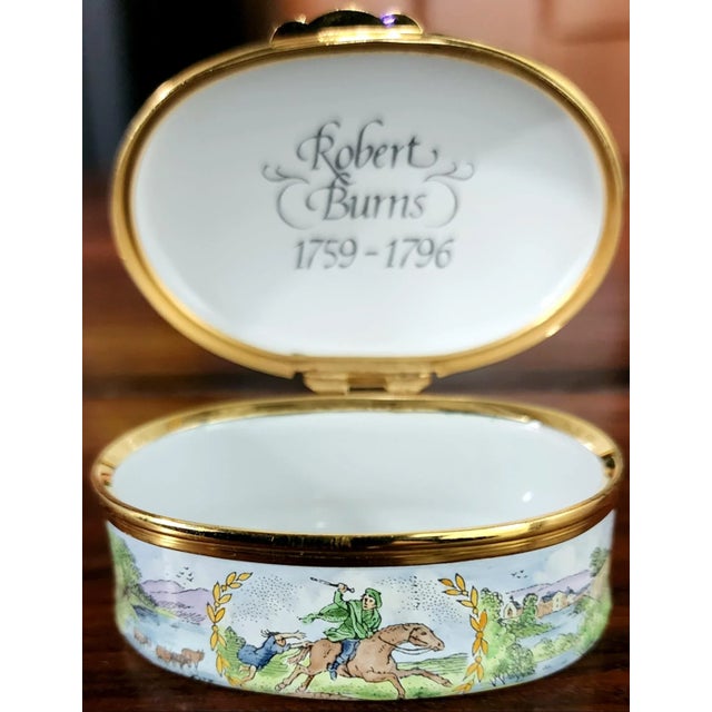 Crummles & Co., English Fine Enamel Oval Box Robert Burns - Scottish Poet Created: "Auld Lang Syne" (The New Years Eve...