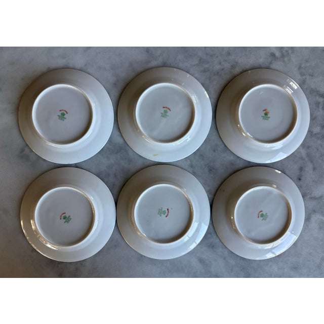 Ceramic Vintage Meito China Hand Painted Small Floral Plates- Set of 6 For Sale - Image 7 of 8