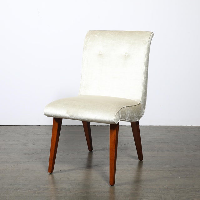 Wood Pair of Art Deco Button Back Velvet Chairs by Russel Wright for Conant Ball For Sale - Image 7 of 13