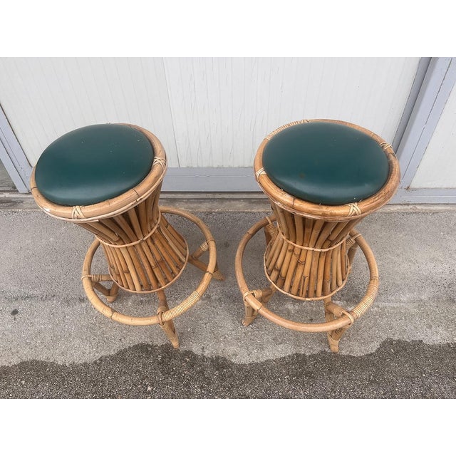 Vintage Bamboo Bar Stools, 1970s, Set of 2 For Sale - Image 3 of 5
