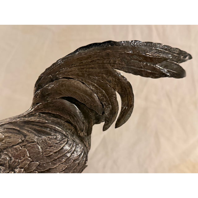 Silver Mid-20th Century Spanish 915 Silver Chicken Figurine With Detailed Feather Work For Sale - Image 8 of 11