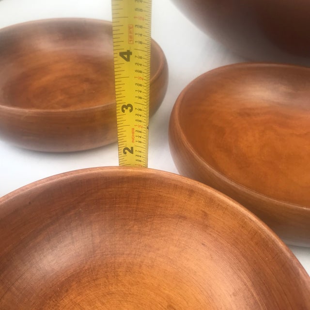Vintage Wood Bowl Salad Serving Set For Sale - Image 10 of 13