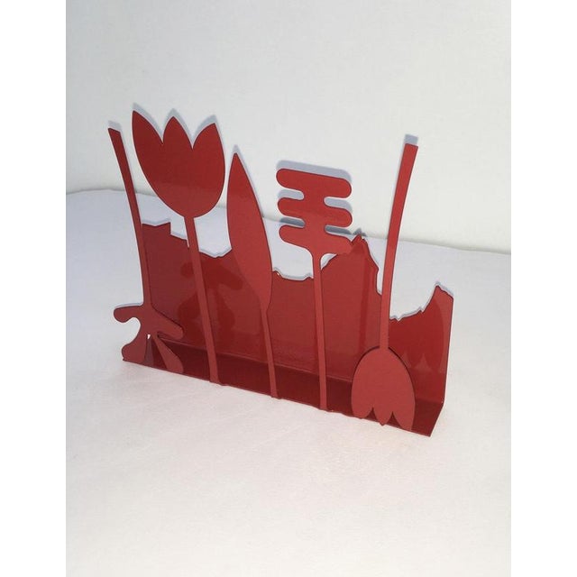 Red Painted Metal Piccolo Eden Sculpture by Annamaria Gelmi, 1980 For Sale - Image 6 of 18