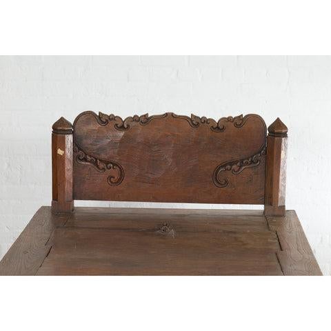 Brown Javanese 19th Century Teak Wood Daybed with Storage and Hand Woven Rattan For Sale - Image 8 of 12