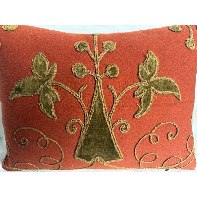 18th Century 18th Century Italian Baroque Velvet Appliqué Pillow For Sale - Image 5 of 7
