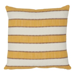 Schumacher Isolde Stripe 18" Pillow in Yellow For Sale