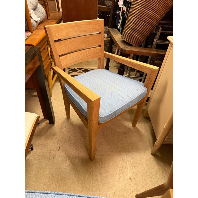 1990s Brown Jordan Mission Teak & Frosted Glass Outdoor Dining Set - 7 Pieces For Sale In West Palm - Image 6 of 10