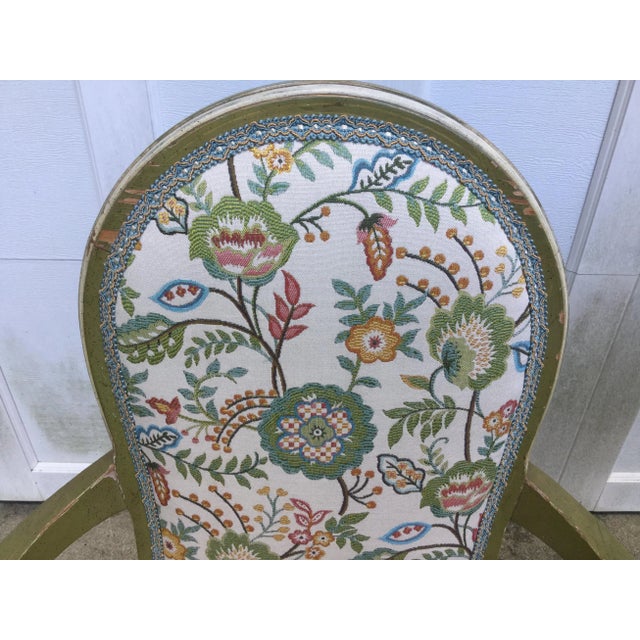 Wood Vintage Gustavian Painted Green Chairs - W/ New Upholstery For Sale - Image 7 of 11