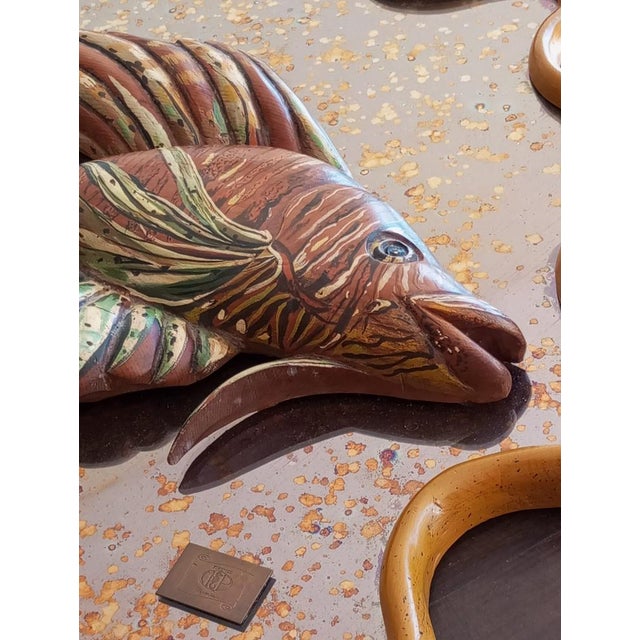 Wood Mirror Sculpture with Fish by Mauro Pieroni, 1970s For Sale - Image 7 of 13