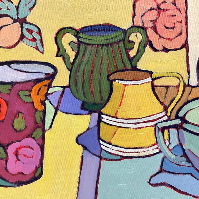 Wonderful Life — Colorful Vintage Still Life With Pitchers and Vases For Sale In New York - Image 6 of 7
