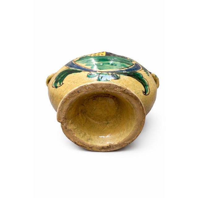 1980s Mid-Century Modern Sicilian Caltagirone Ceramic Pilgrim Flask Majolica Vase, 1980 For Sale - Image 5 of 7