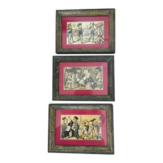 Early 19th Century French Works on Paper - Playing Card Collage - Antique, Framed Set of 3 For Sale