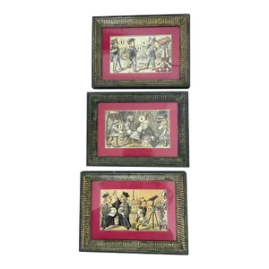Early 19th Century French Works on Paper - Playing Card Collage - Antique, Framed Set of 3
