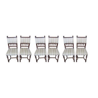 Antique French Dining Chairs in Walnut, Set of 6 For Sale