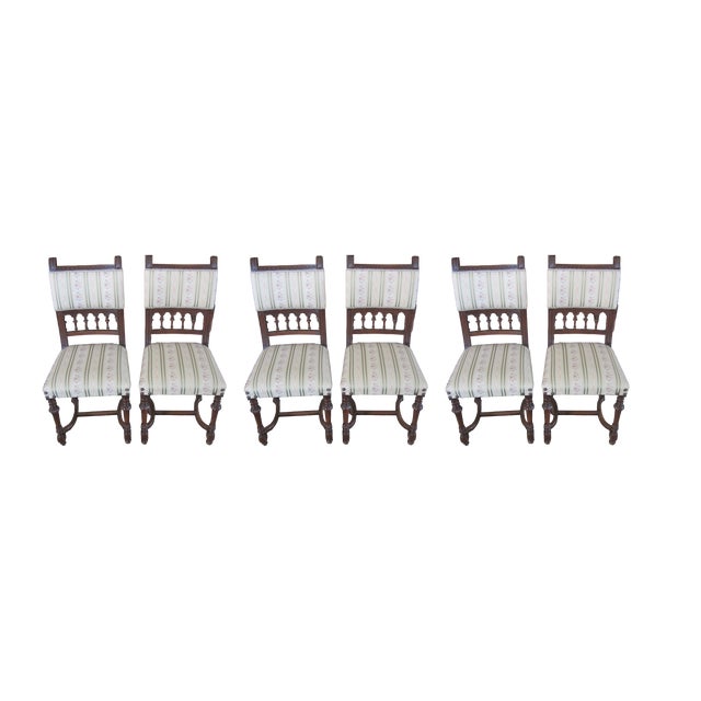 Antique French Dining Chairs in Walnut, Set of 6 For Sale
