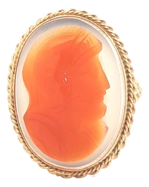 Vintage Hardstone Cameo 14k Yellow Gold Wire Style Mounting