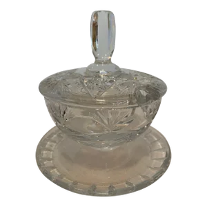 Vintage Cut Crystal Relish Dish With Lid & Tray