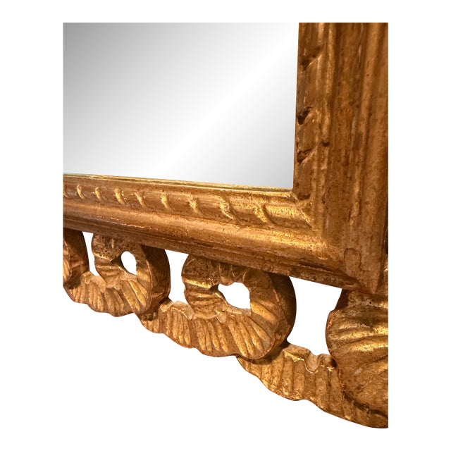 Vintage Gold Leaf Carved Wall Mirror – Mediterranean Hollywood Regency For Sale