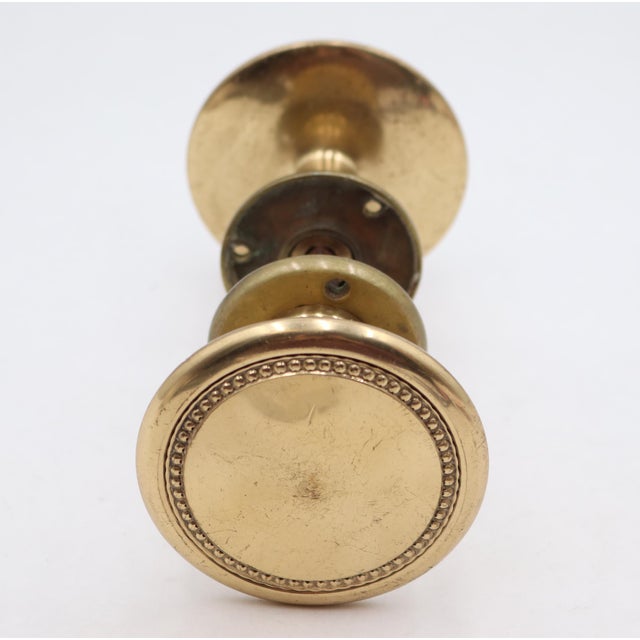 Mid 20th Century Traditional Cast Brass 3 In. Beaded Door Knob Set For Sale - Image 5 of 6