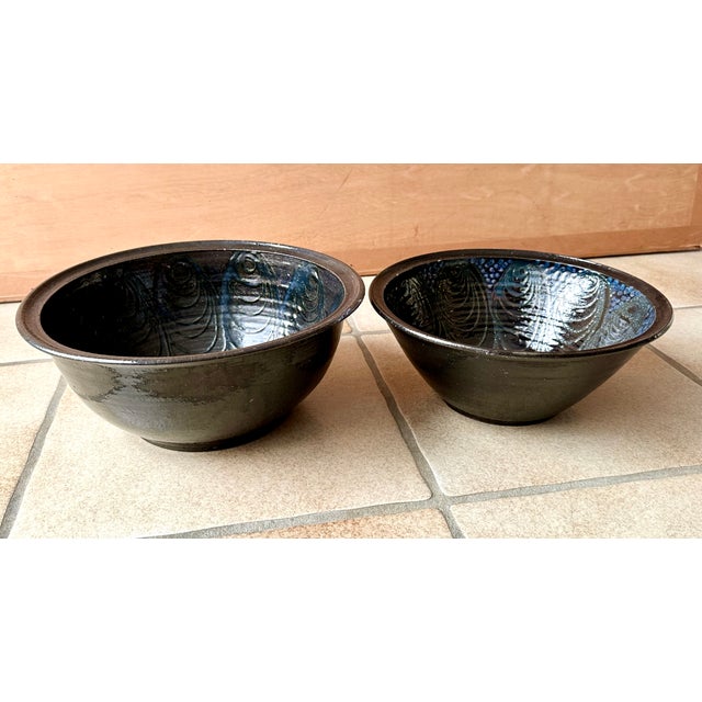Large Studio Ceramic Art Bowls with Modernist Decor, Germany, 1960s, Set of 2 For Sale - Image 17 of 18