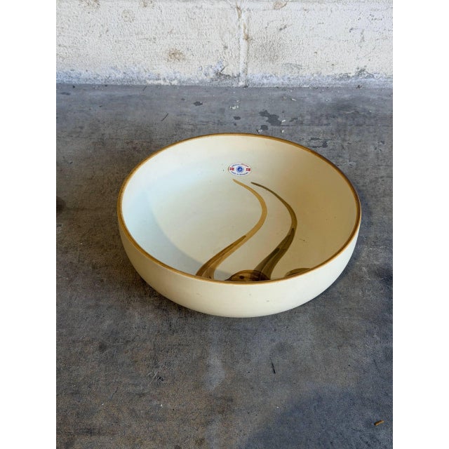 Ceramic 1960s Mid-Century Modern Large Serving Bowl Hand Painted Birds Søholm Keramik Denmark For Sale - Image 7 of 10
