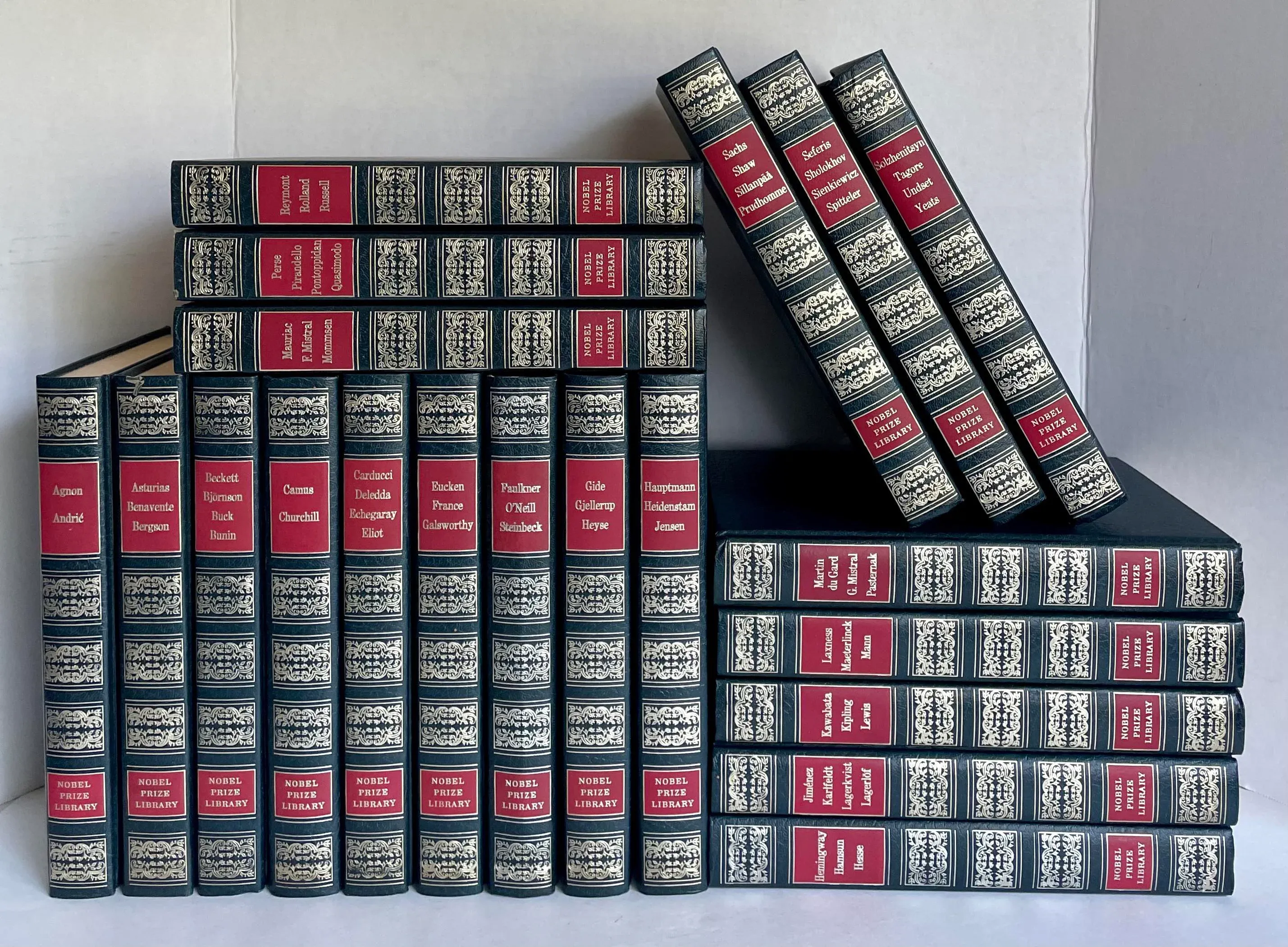 1971 Nobel Prize Library Leather Covered 20 Volume Set | Chairish