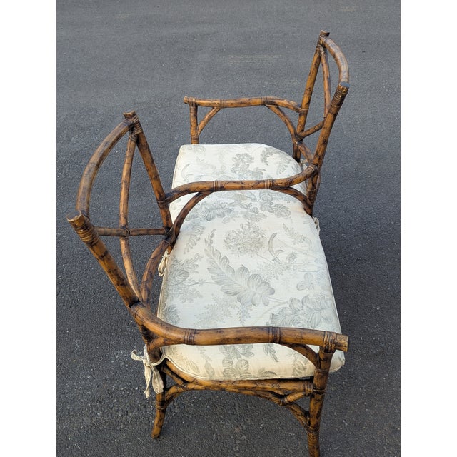 Add a touch of bohemian history to your home with this stunning Vintage Bent Bamboo Gossip Bench, also known as a classic...