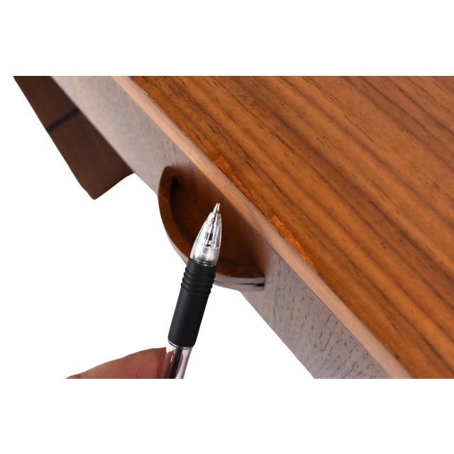 Early 20th Century Vintage Petite Art Deco Walnut and Ebony Desk With Copper Accents For Sale - Image 12 of 12