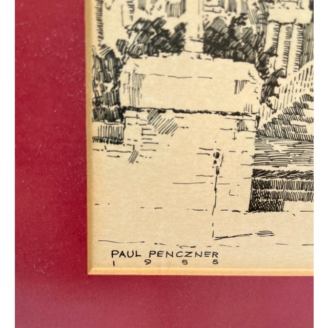 Black Mid-Century Memphis Architectural Drawings by Paul Penczner - a Pair For Sale - Image 8 of 12