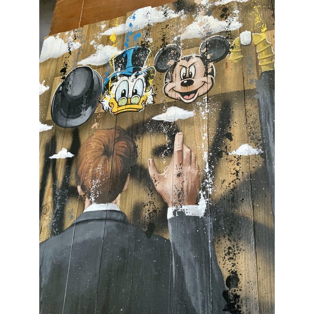 Contemporary Skayzoo, Coat Hanger Magritte, 2023, Acrylic Painting on Wood For Sale - Image 3 of 4
