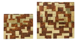 Pair of Paul Evans Signed Cityscape Burl Walnut Brass Cabinets
