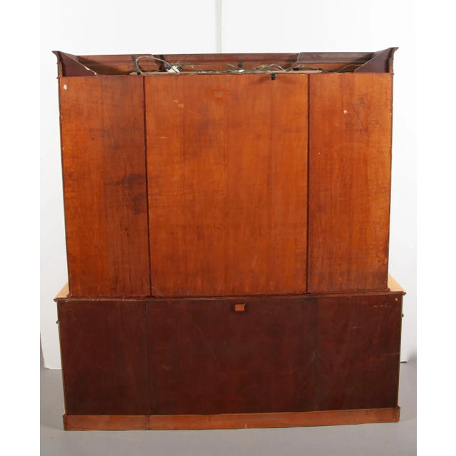 Glass Hand-Painted & Decorated Front Neoclassical Style Breakfront Secretary Bookcase For Sale - Image 7 of 11