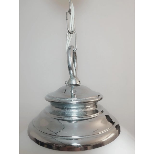 Boho Chic Ceiling Lamp with White Opal Glass Lampshade, 1970s For Sale - Image 3 of 7