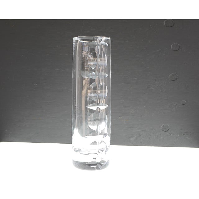 Mid-Century Modern Crystal Hand Cut Decorative Art Vase and Art Object by Mona Morales Schildt for Kosta, Sweden, 1960s, Set of 2 For Sale - Image 8 of 18