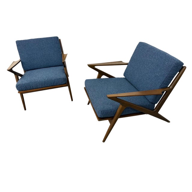 Mid-Century Modern Mid-Century Danish Modern Poul Jensen for Selig Walnut "Z" Arm Chairs For Sale - Image 3 of 10