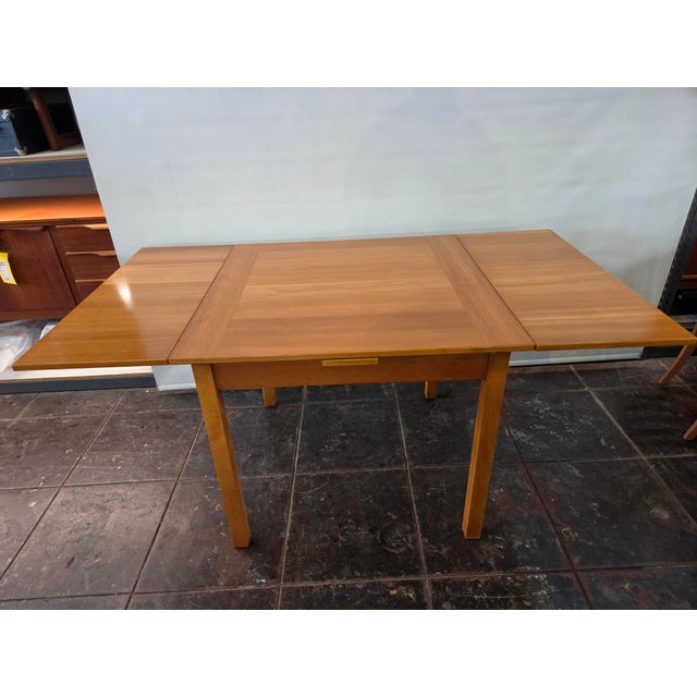 1990s Mid-Century Draw Leaf Table Denmark 36x36 Open 36x65 For Sale - Image 5 of 7