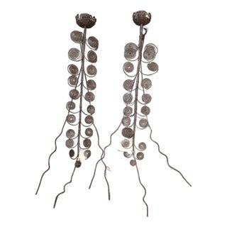 Pair of Mid 20th Century Sculptural Wall Candlesticks For Sale