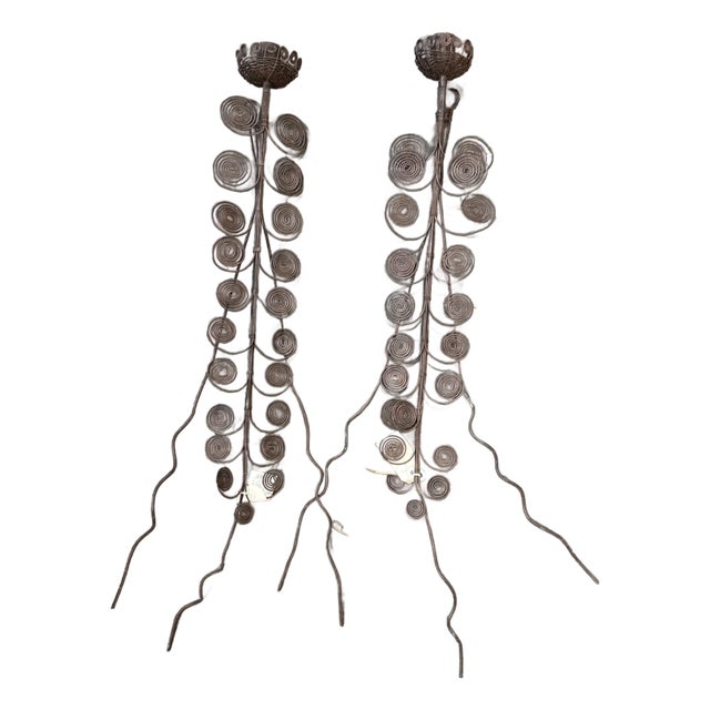 Pair of Mid 20th Century Sculptural Wall Candlesticks For Sale