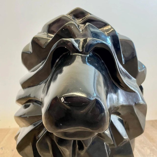 Black Contemporary Fiberglass Lion Sculpture, Ebony, Custom Quality For Sale - Image 8 of 12