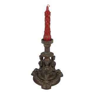 Antique Empire Style Burnished Antimony Candlestick, 1890s For Sale