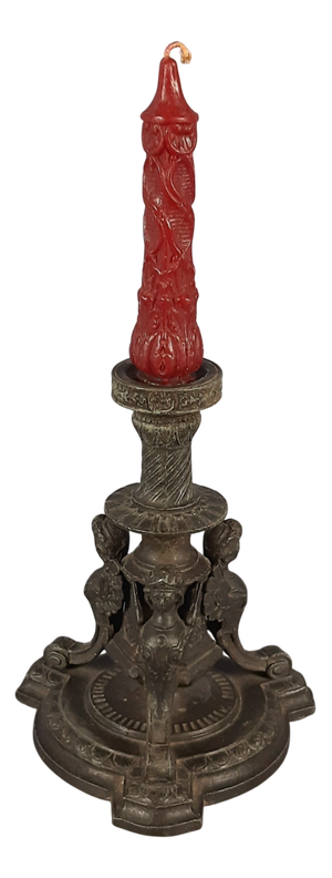 Antique Empire Style Burnished Antimony Candlestick, 1890s