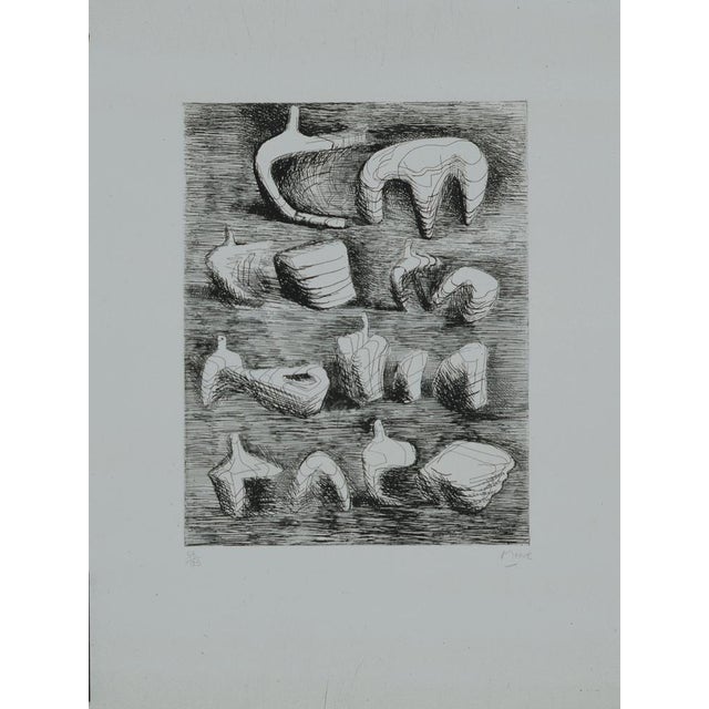 Henry Moore, Studies for Sculpture: Two and Three Piece Reclining Figures, 1967, Etching For Sale - Image 3 of 3