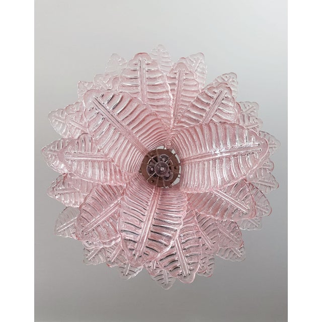 Large Italian Murano Six-Tier Pink Felci Glass Chandelier, 1990 For Sale - Image 6 of 16