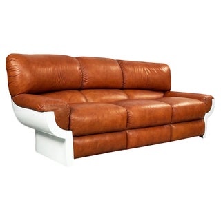 Mid-Century Italian Brown Leather Plastic Sofa Flou by Betti Habitat Ids, 1970s For Sale