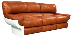 Mid-Century Italian Brown Leather Plastic Sofa Flou by Betti Habitat Ids, 1970s