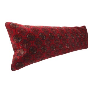 Vintage Turcoman Hand Knotted Wool Pillow – Decorative Sofa Throw Rug Pillow Cover -16'' X 46'' For Sale