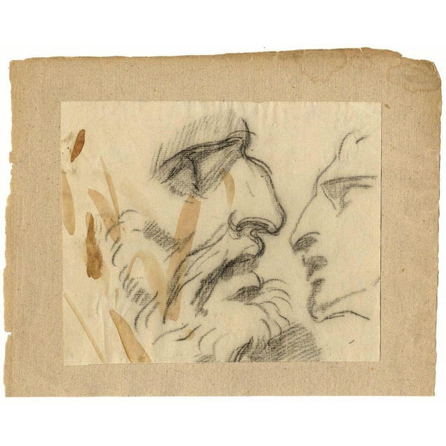 William Lock the Younger, Portrait Studies of Man in Profile, 1780, Charcoal Drawing For Sale - Image 6 of 6