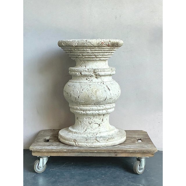 Vintage Coastal Carved Coquina Stone Table Pedestal For Sale - Image 4 of 6