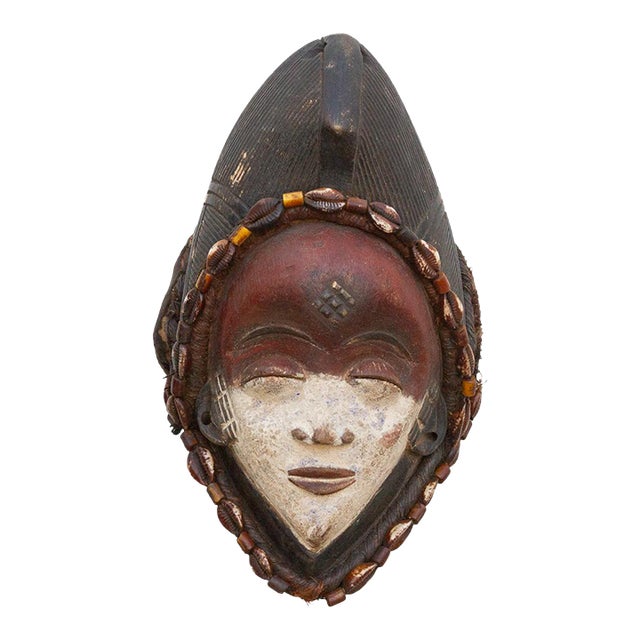 Red & White Painted African Chokwe Mask For Sale